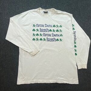 Jansport Notre Dame Irish XL Mens White Vintage Long Sleeve T-Shirt Graphic Tee